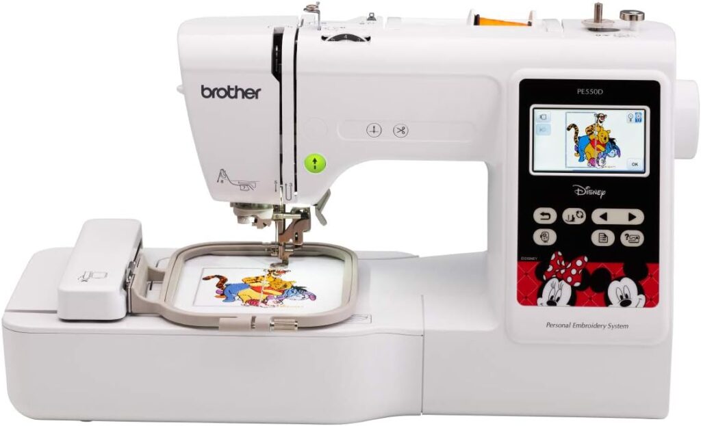 Brother Embroidery Machine, PE550D, 125 Built-in Designs including 45 Disney Designs, 9 Font Styles